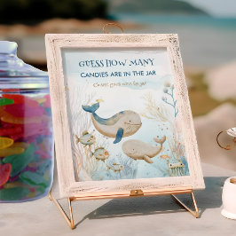 Raad eens hoeveel Whale Baby shower Game Sign Poster