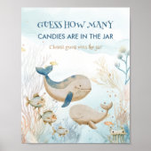 Raad eens hoeveel Whale Baby shower Game Sign Poster (Voorkant)