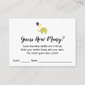 Raad eens hoeveel? White met Cute Elephant Game Ca Informatiekaartje (Voorkant)