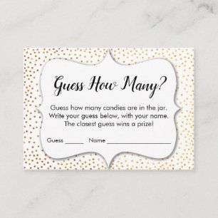 Raad eens hoeveel? White met Gold Confetti Game Ca Informatiekaartje