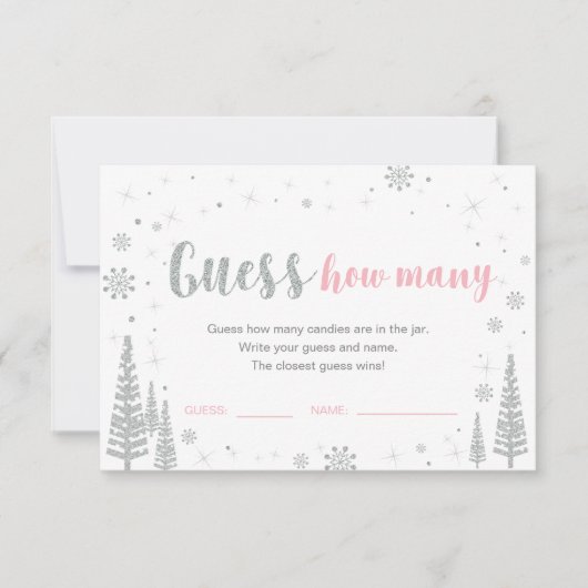 Raad eens hoeveel | Winterroze Baby shower Kaart (Voorkant)