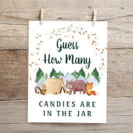 Raad eens hoeveel Woodland Animals Baby shower spe Poster