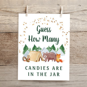 Raad eens hoeveel Woodland Animals Baby shower spe Poster