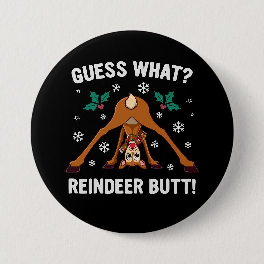 Raad eens Kerst Rendier Anus Kerst grap Ronde Button 7,6 Cm (Voorkant)