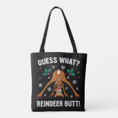 Raad eens Kerst Rendier Anus Kerstgrap Tote Bag (Achterkant)
