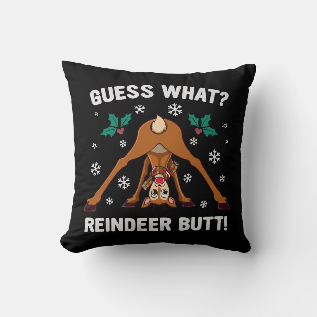 Raad eens Kerst Rendier Anus Kerstmisgrap Kussen (Voorkant)