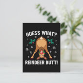 Raad eens Kerst Rendier Anus Kerstmisk grap Feestdagenkaart (Staand voorkant)