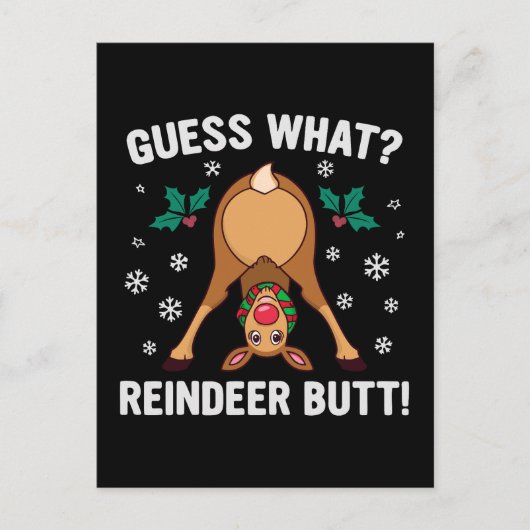 Raad eens Kerst Rendier Anus Kerstmisk grap Feestdagenkaart (Voorkant)