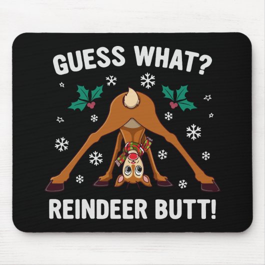Raad eens Kerst Rendier Anus Kerstmisk grap Muismat (Voorkant)