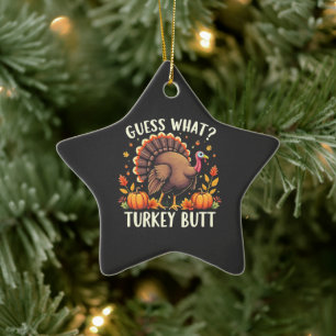 Raad eens? Kerstboter Thanksgiving Grappig  Keramisch Ornament