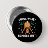 Raad eens Kerstman Rendier Kerstgrap Ronde Button 7,6 Cm (Voorkant /achterkant)