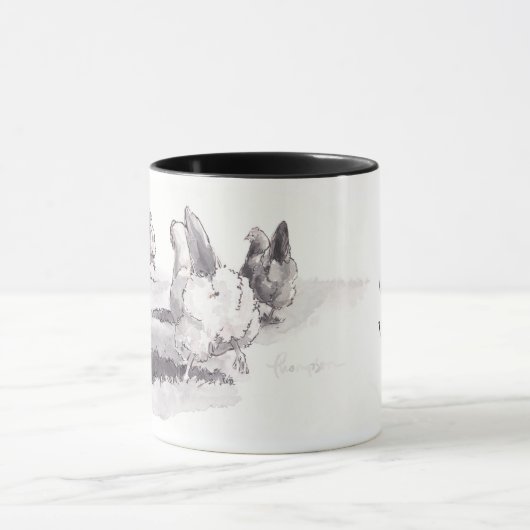 Raad eens? Kip Butt. Zwarte en witte Mok (Midden)