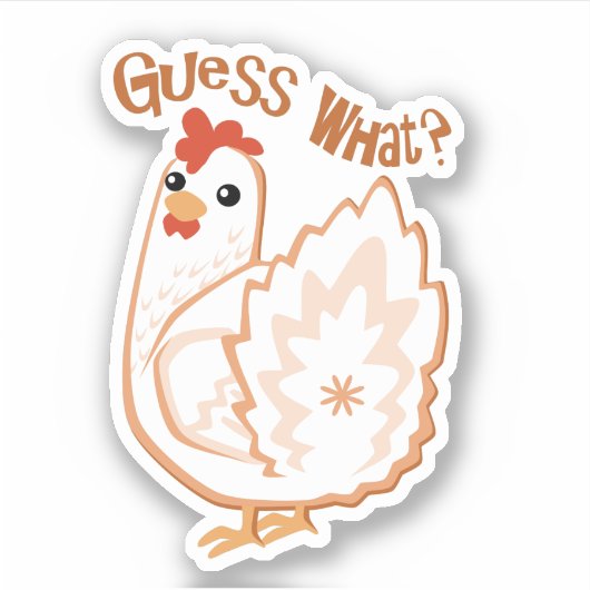 Raad eens? Kippenbutt vinyl sticker (Voorkant)