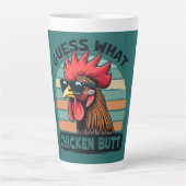 Raad eens Kippengaai Grappige Retro Haan Latte Mok (Voorkant)