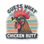 Raad eens Kippengaai Grappige Retro Haan Sticker (Voorkant)