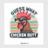Raad eens Kippengaai Grappige Retro Haan Sticker (Vel)