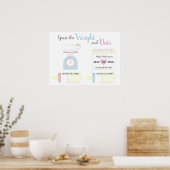 Raad eens over het baby shower op gewicht en datum poster (Keuken)