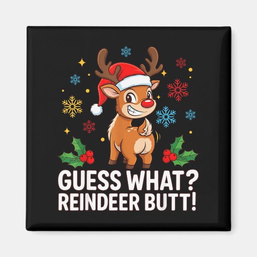 Raad eens rendier kont grappig kerst mannen rendie magneet (Voorkant)