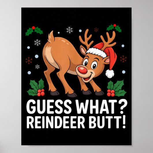 Raad eens rendier kont grappig kerst mannen rendie poster (Voorkant)