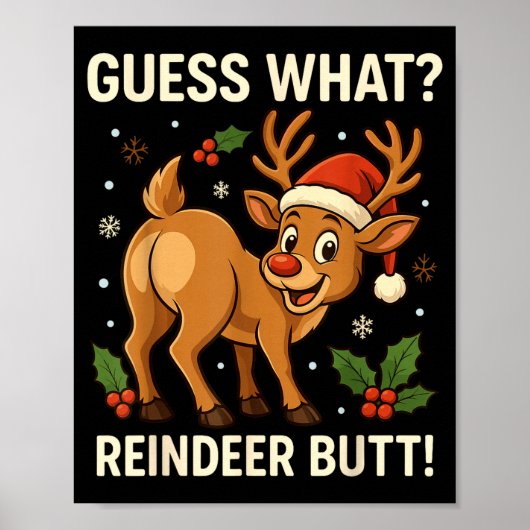 Raad eens rendier kont grappig kerst mannen rendie poster (Voorkant)