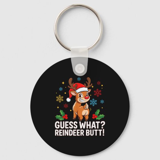 Raad eens rendier kont grappig kerst mannen rendie sleutelhanger (Voorkant)