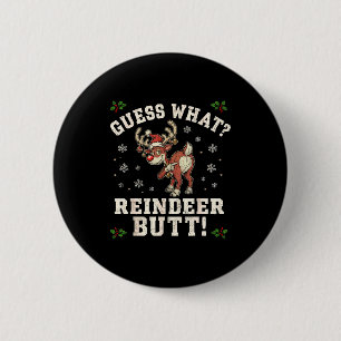 Raad eens rendier kont grappig kerst ronde button 5,7 cm