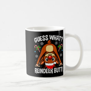 Raad eens rendier kont Kerstmis Kerstman Funny Ker Koffiemok