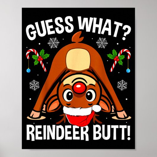 Raad eens rendier kont Kerstmis kerstman grappig k Poster (Voorkant)