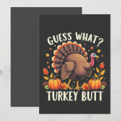 Raad eens? Turkije Butt Thanksgiving Grappig Bedankkaart (Voorkant / Achterkant)
