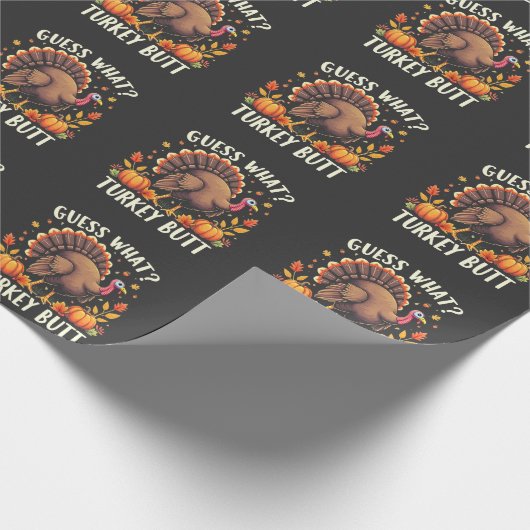 Raad eens? Turkije Butt Thanksgiving Grappig Cadeaupapier (Hoek)
