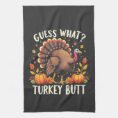 Raad eens? Turkije Butt Thanksgiving Grappig Theedoek (Verticaal)