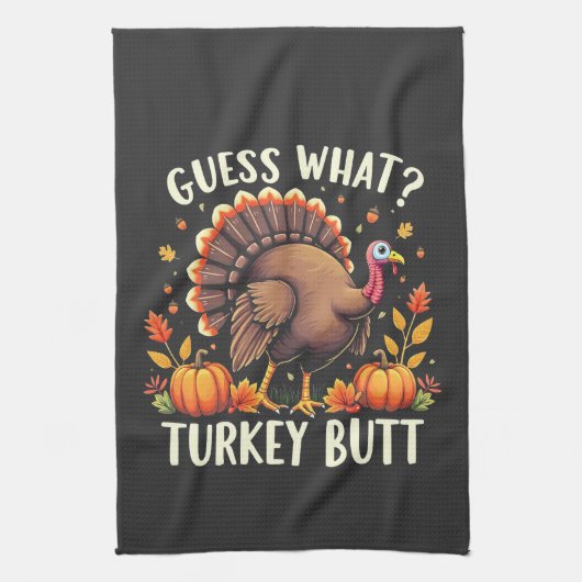 Raad eens? Turkije Butt Thanksgiving Grappig Theedoek (Verticaal)
