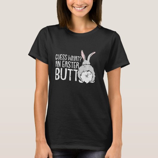Raad eens wat Bunny Butt Happy Paaster Funny Rabbi T-shirt (Voorkant)