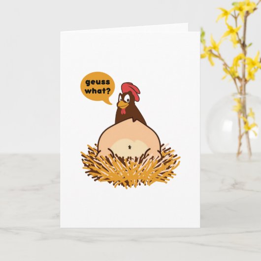 Raad eens wat Chicken Butt Funny Joke Kaart (Gele Bloem)