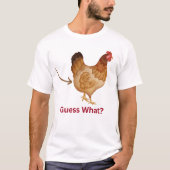 "Raad eens wat?" Chicken Butt Retro-stijl T-shirt (Voorkant)