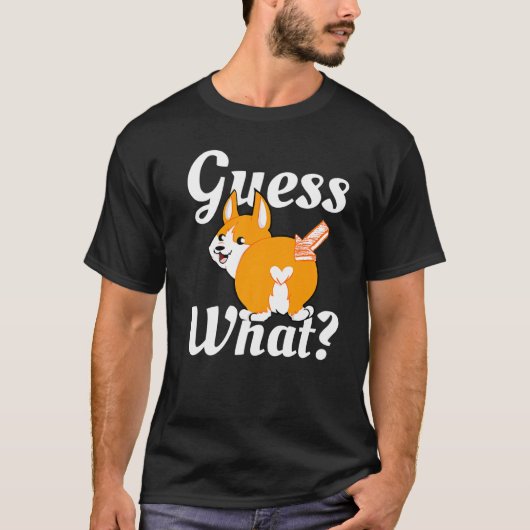 Raad eens wat Corgi Butt Dog Premium T-shirt (Voorkant)