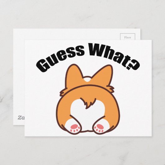 Raad eens wat Corgi Butt Humor Briefkaart (Voorkant / Achterkant)