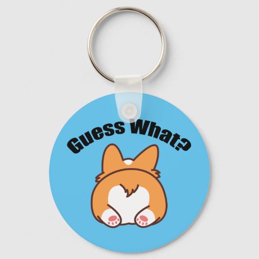 Raad eens wat Corgi Butt Humor Sleutelhanger (Voorkant)