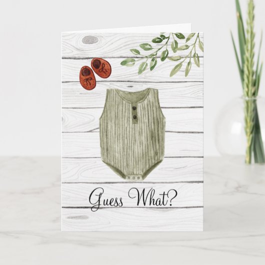 Raad eens wat de babykleding van Boho is | Aankond Notitiekaartje (Voorkant)