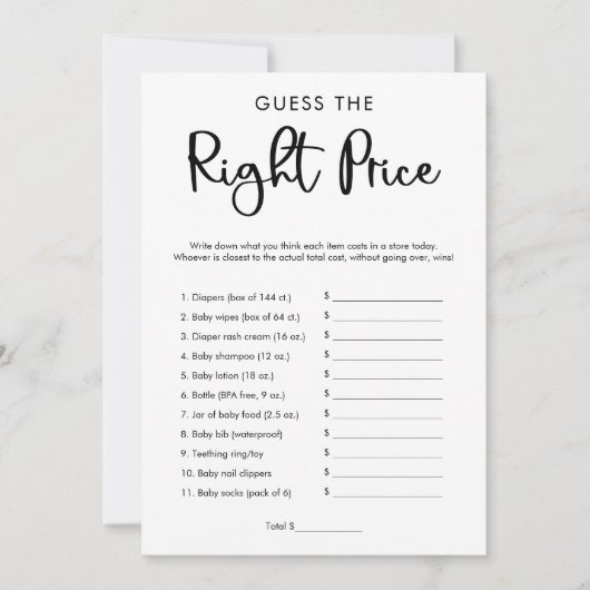 Raad eens wat de juiste prijs-baby shower game mod kaart (Voorkant)