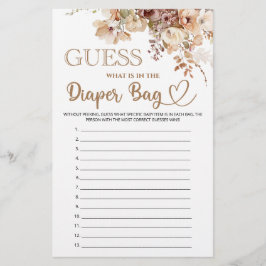 Raad eens wat er in de luiertas floral baby shower