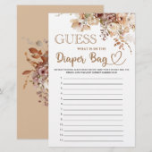 Raad eens wat er in de luiertas floral baby shower (Voorkant / Achterkant)