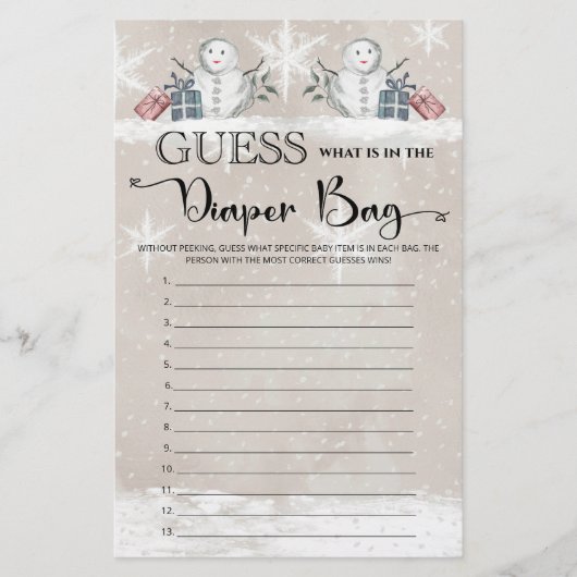 Raad eens wat er in het luiertas baby shower zit (Voorkant)