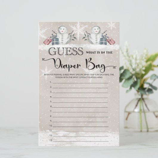 Raad eens wat er in het luiertas baby shower zit (Staand voorkant)