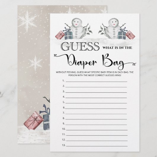 Raad eens wat er in het luiertas baby shower zit (Voorkant / Achterkant)