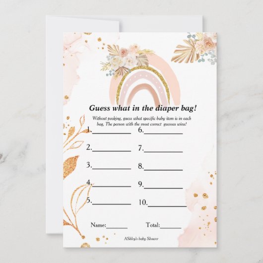 Raad eens wat in de luier tas baby shower spel Kaa Aankondiging (Voorkant)