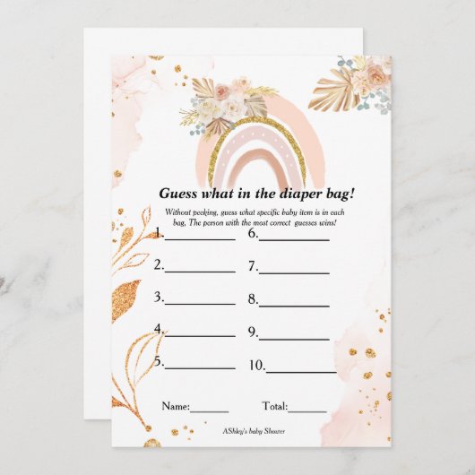 Raad eens wat in de luier tas baby shower spel Kaa Aankondiging (Voorkant / Achterkant)