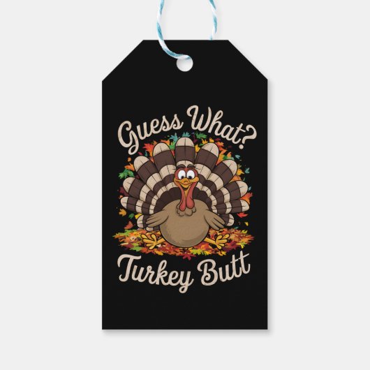 Raad eens wat kalkoen kont grappige thanksgiving Cadeaulabel (Achterkant)