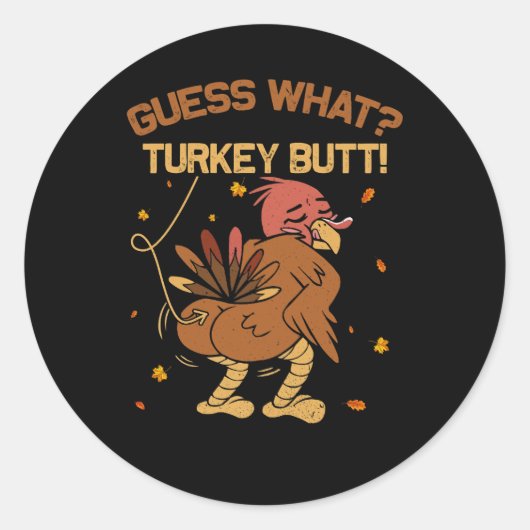 Raad eens wat kalkoen maar grappig Thanksgiving vo Ronde Sticker (Voorkant)