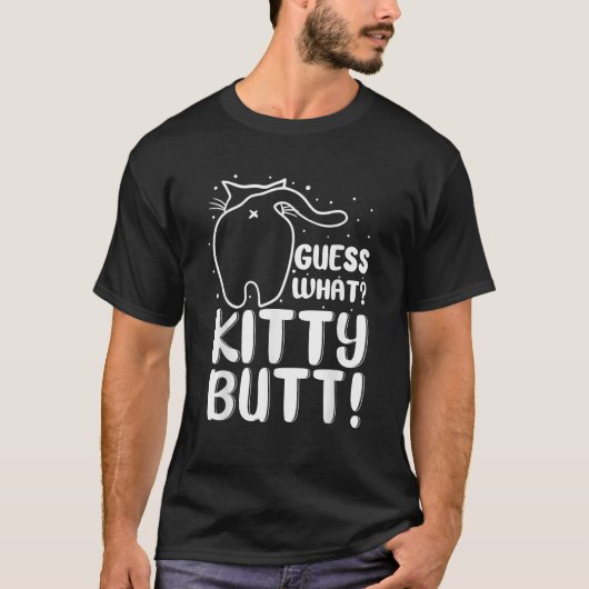 Raad eens wat kat kont grappig kattenliefhebber ki t-shirt (Voorkant)